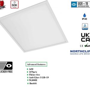 34W LED Panel 60x60cm 50,000hr Life 3650Lumen 4000k 5 Year Warranty
